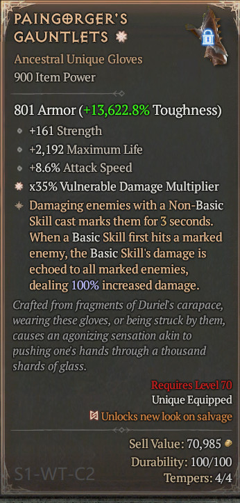 🔥 Diablo 4 Season 14 🔥Paingorger’s Gauntlets 1GA/ 4GA