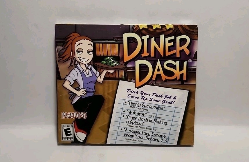 Diner Dash – PC Jewel Case – New Sealed 2005 PlayFirst Cosmi 5791