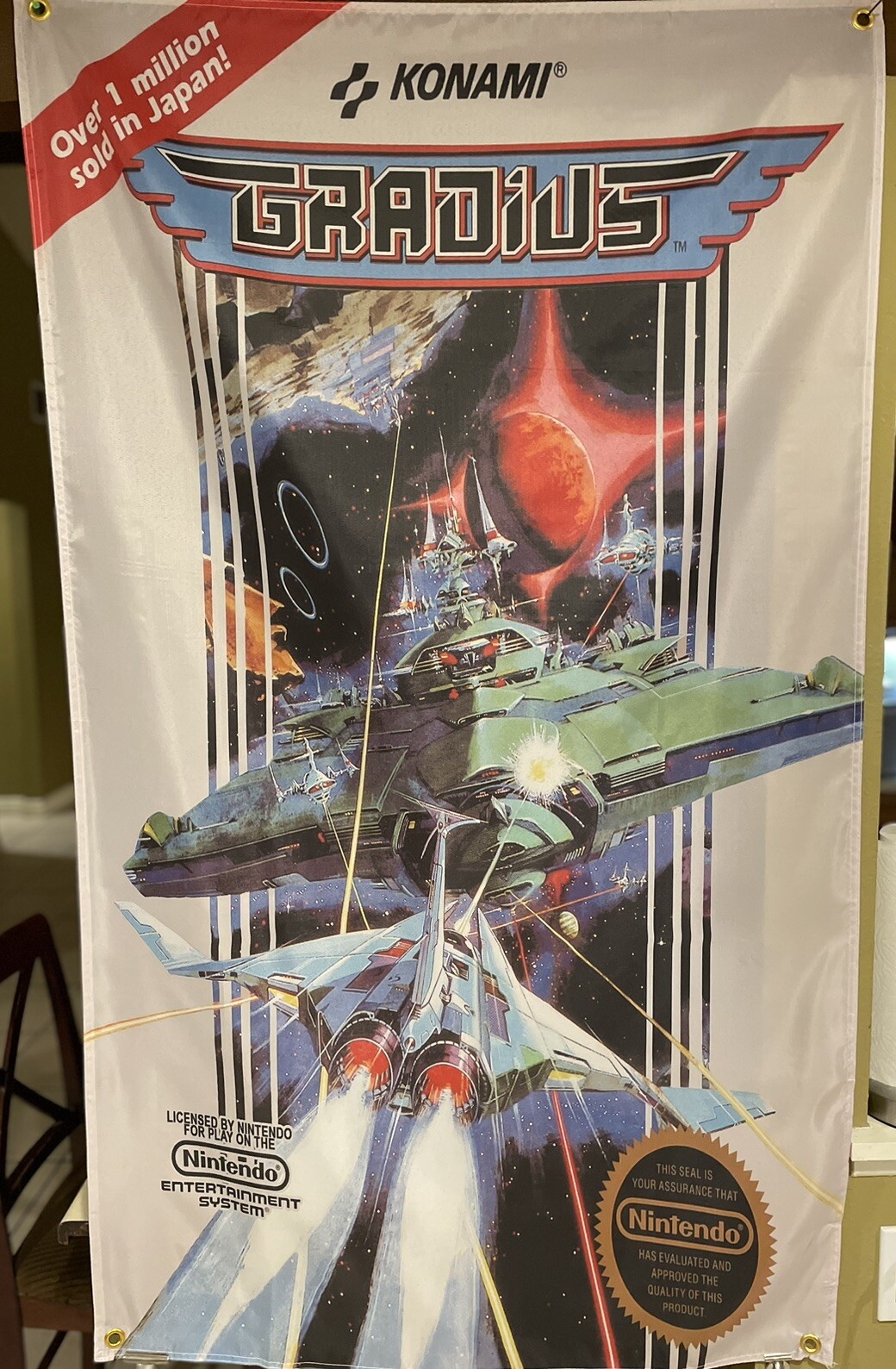 Gradius Nintendo NES 5ft Box Art Flag 1986 Konami Poster SHMUP Shooter