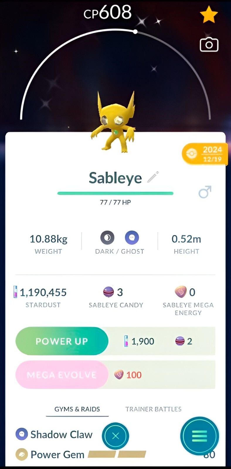 Shiny Sableye | registered or friendship for 30 days | Tr-de Go✨