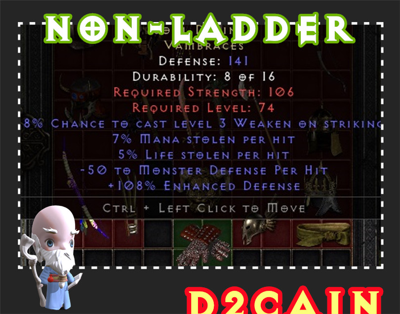 Diablo 2 SC⭐️Non-Ladder⭐️Soul Drainer Glove⭐️PC/SWITCH/PS