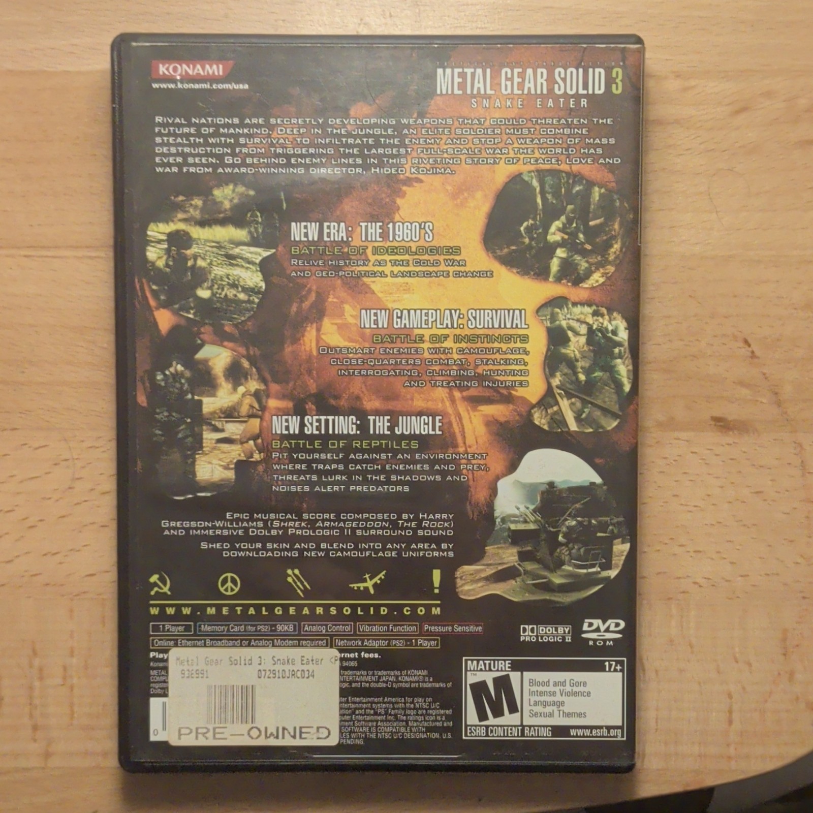 Konami Metal Gear Solid 3: Snake Eater Sony PlayStation 2 PS2 Case Disc M