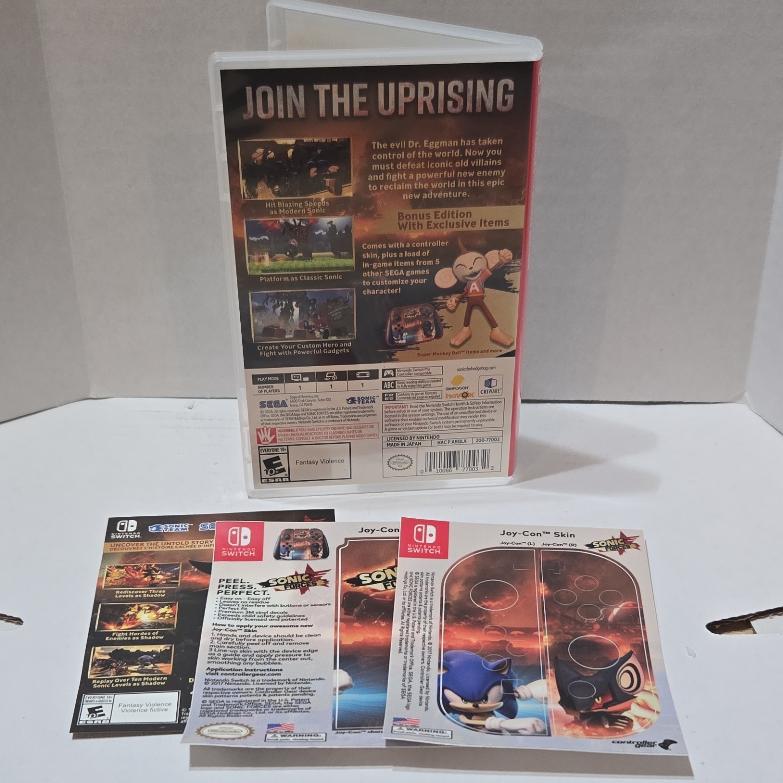 Sonic Forces Bonus Edition Nintendo Switch w Joy-Con Skin
