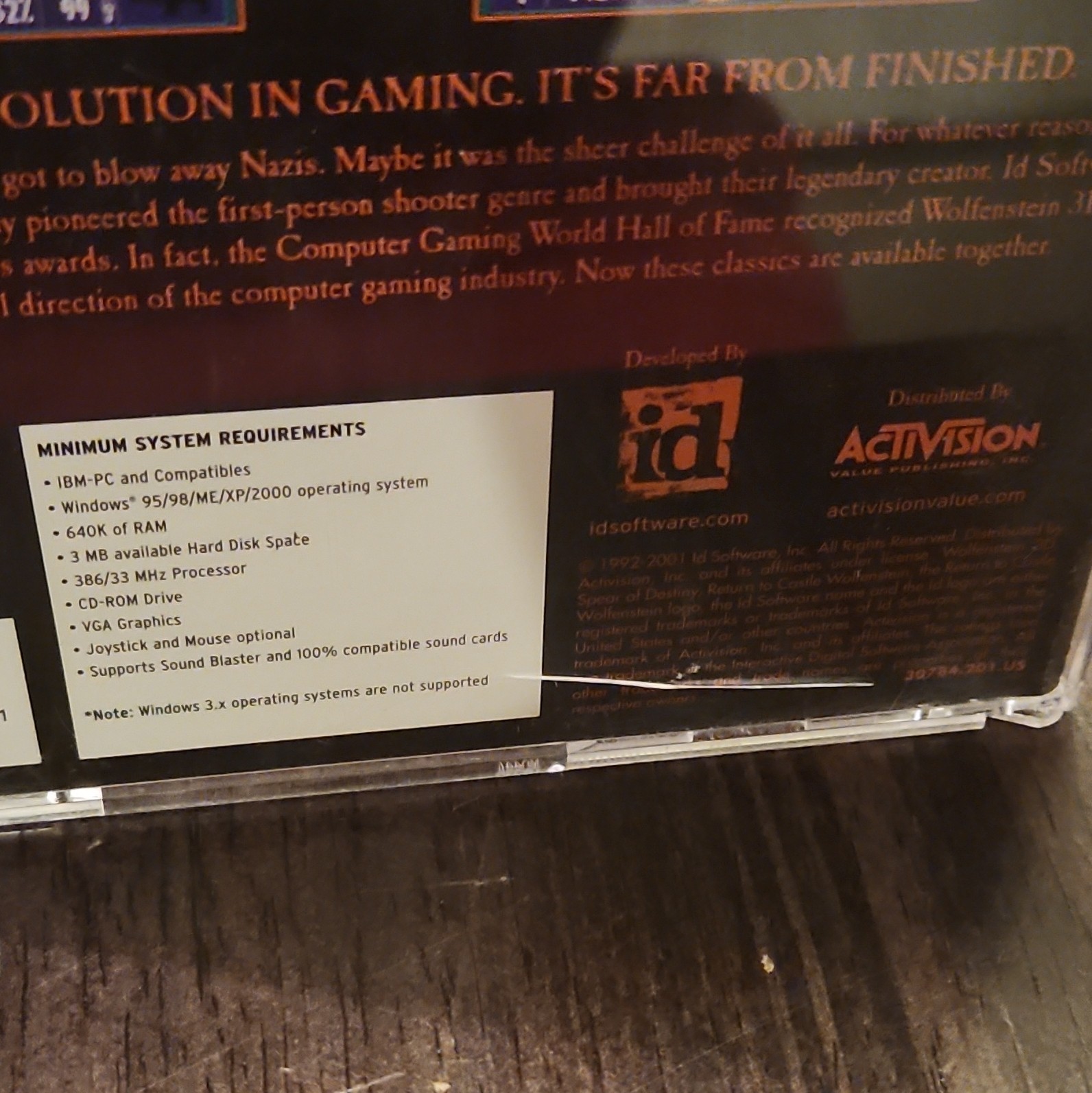 Activision Wolfenstein 3D PC CD-ROM w/ Manual, Jewel Case, M Rated FPS