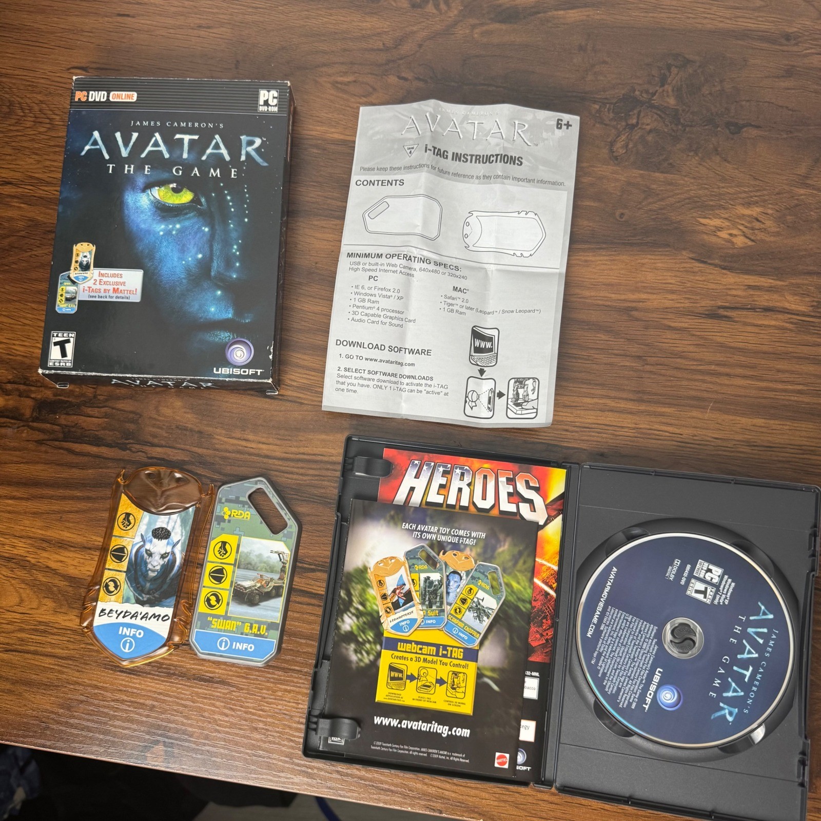 James Cameron’s Avatar The Game PC DVD-ROM Ubisoft 2009 with 2 Mattel i-Tags