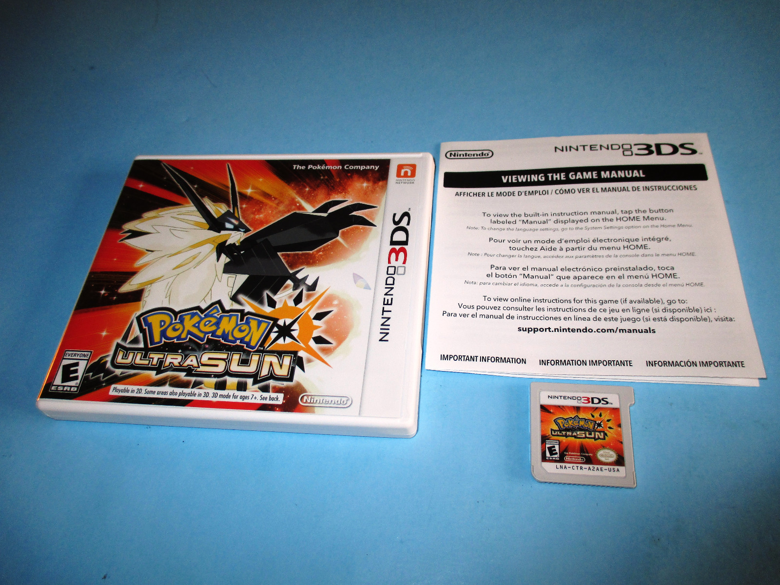 Pokemon Ultra Sun (Nintendo 3DS) XL 2DS Game w/Case & Insert US Version