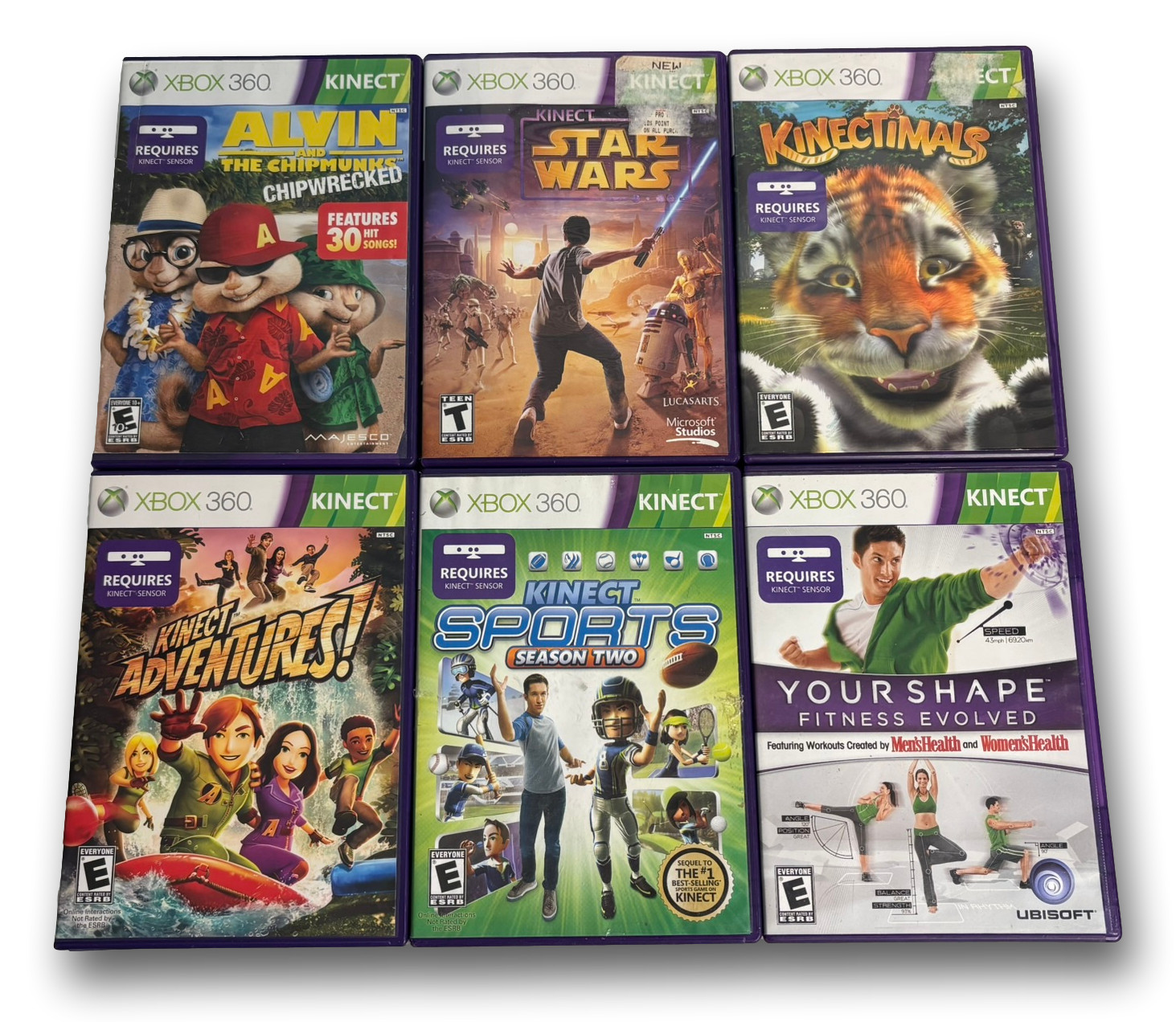 Xbox 360 Kinect Game Lot of 6 – Star Wars, Kinectimals, Kinect Adventures & More