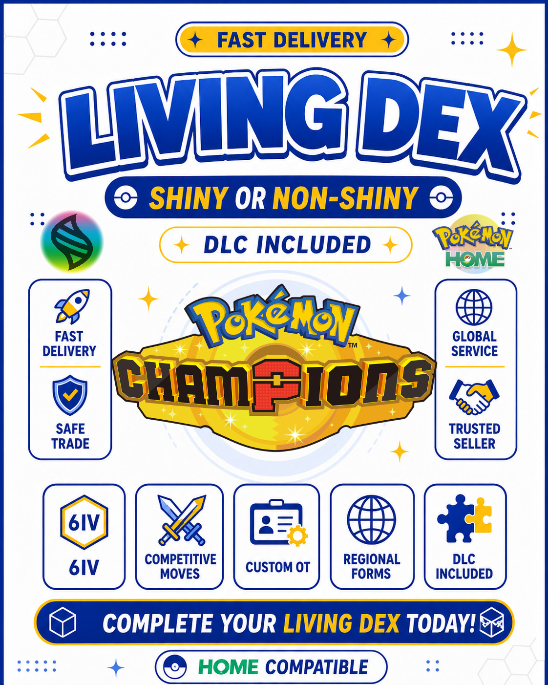 Pokemon HOME Champions Bundle Competitive | Shiny Non-Shiny | +250 Pokemon