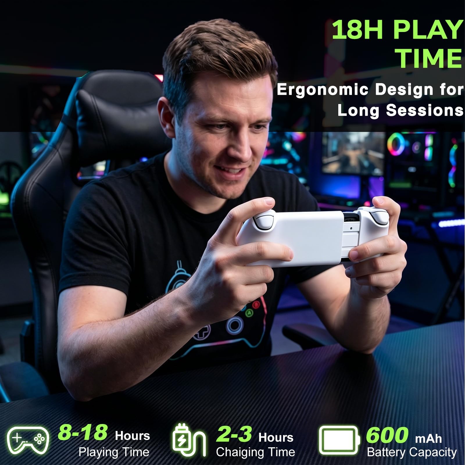 Transparent Wireless Gaming Controller: iOS/Android, PC/Console, RGB, Vibration