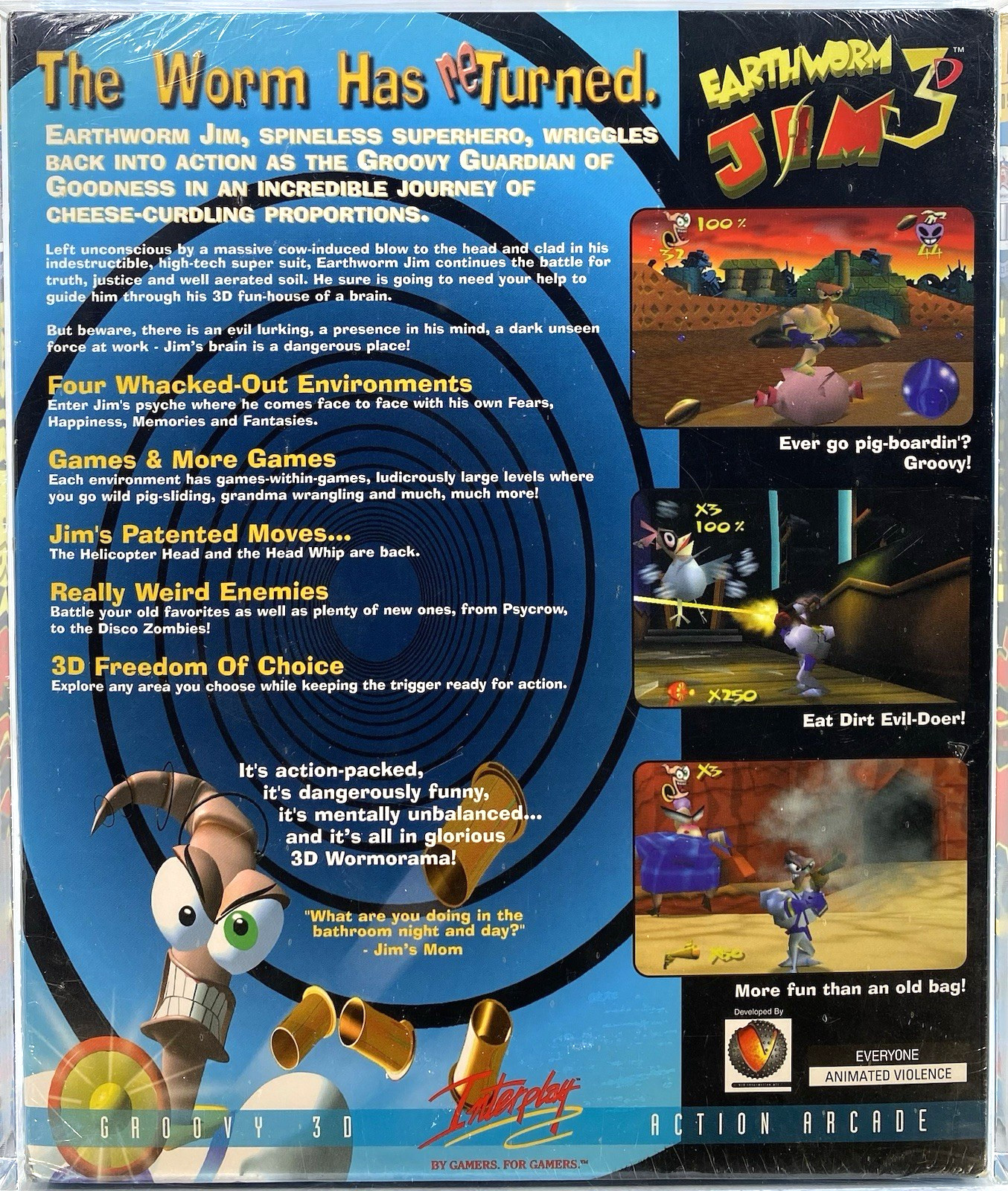 Earthworm Jim Set 3D PC Big Box Windows Computer New 1995 Sealed VGA Graded