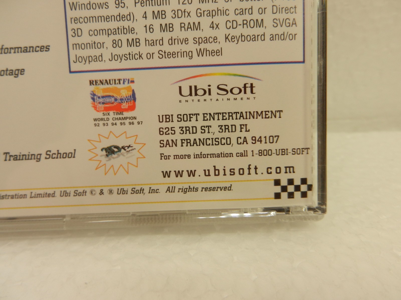 F1 Racing Simulation 1998 SIMULATOR Ubi Soft PC windows Video Game Rare VINTAGE
