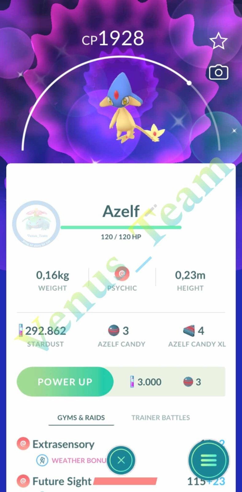 Pokémon Go ✨ Shiny Azelf ✨ Mini PTC 80k Dust ✨