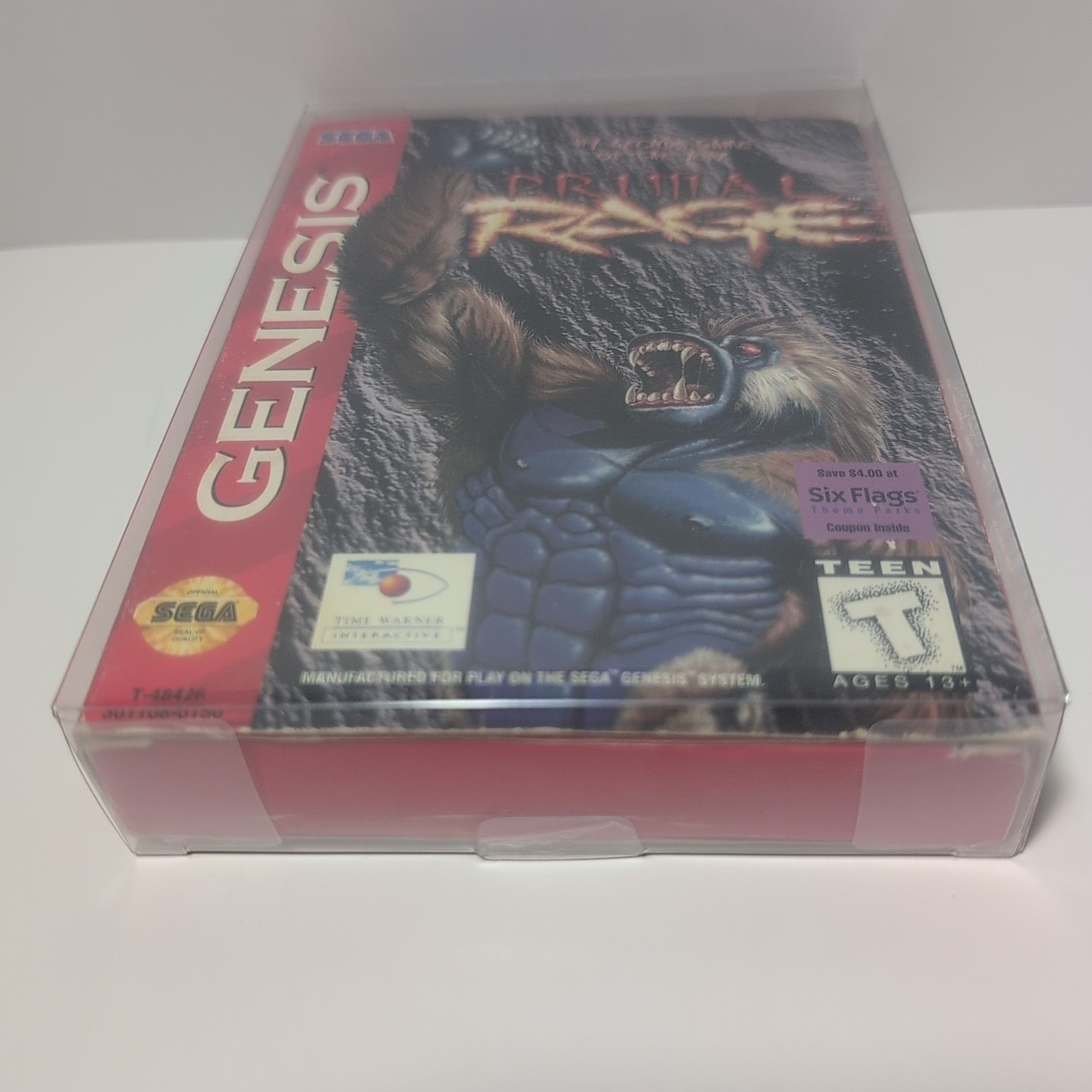 Primal Rage Sega Genesis Authentic with Box & Plastic Protector Case No Manual