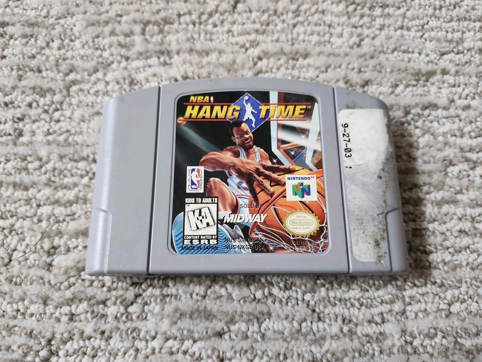 NBA Hang Time Nintendo 64 N64 Authentic Basketball Game Tested Works Cart Only