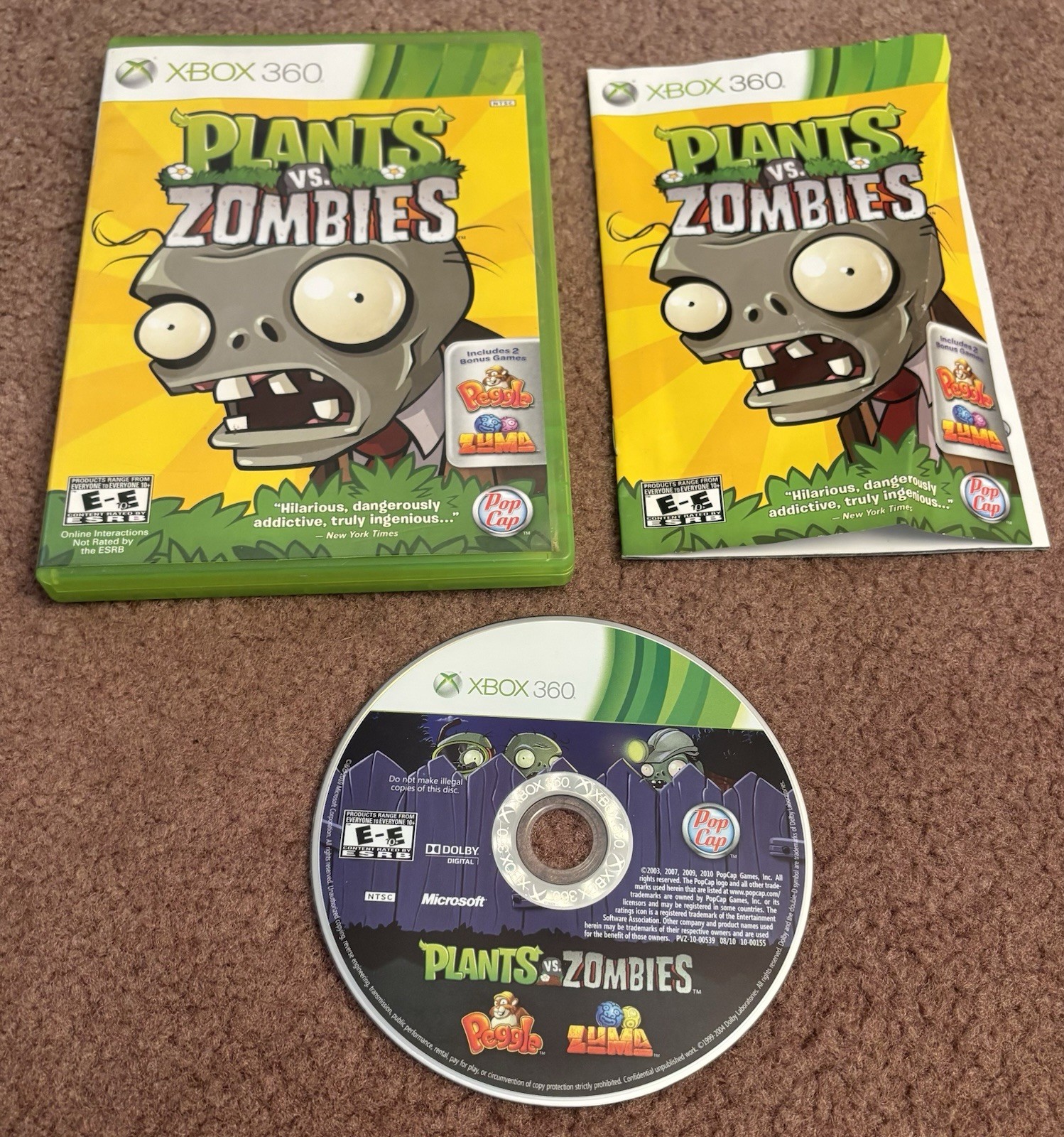 Plants vs. Zombies (Microsoft Xbox 360, 2010) Complete CIB