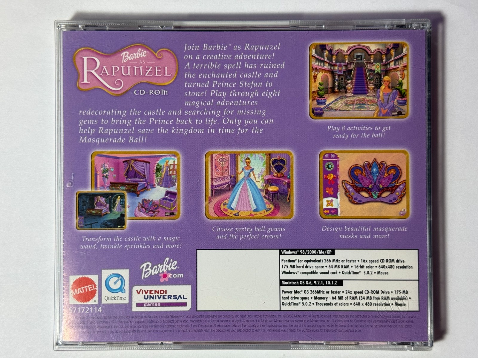 Barbie as Rapunzel PC CD-ROM Game 2002 VERY RARE OOP HTF Windows / MAC