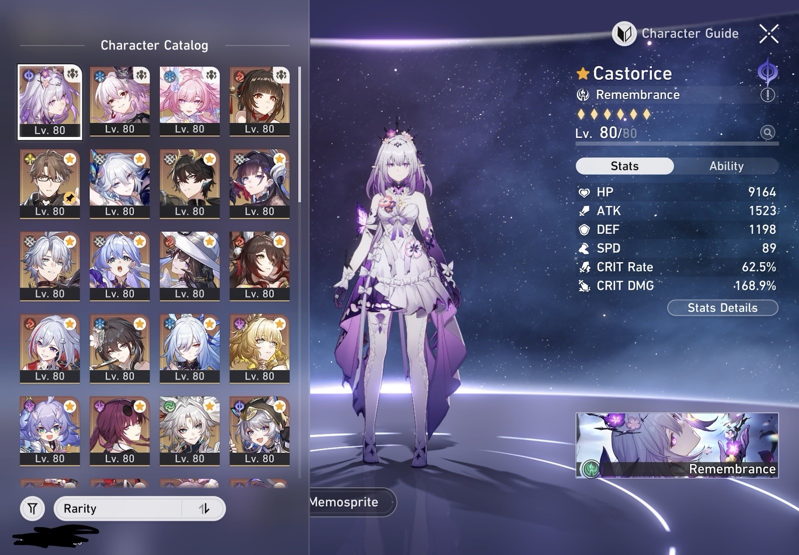 Asia-Honkai: Star Rail 53×5 Account Castorice, Light Cones, Characters, Eidolons