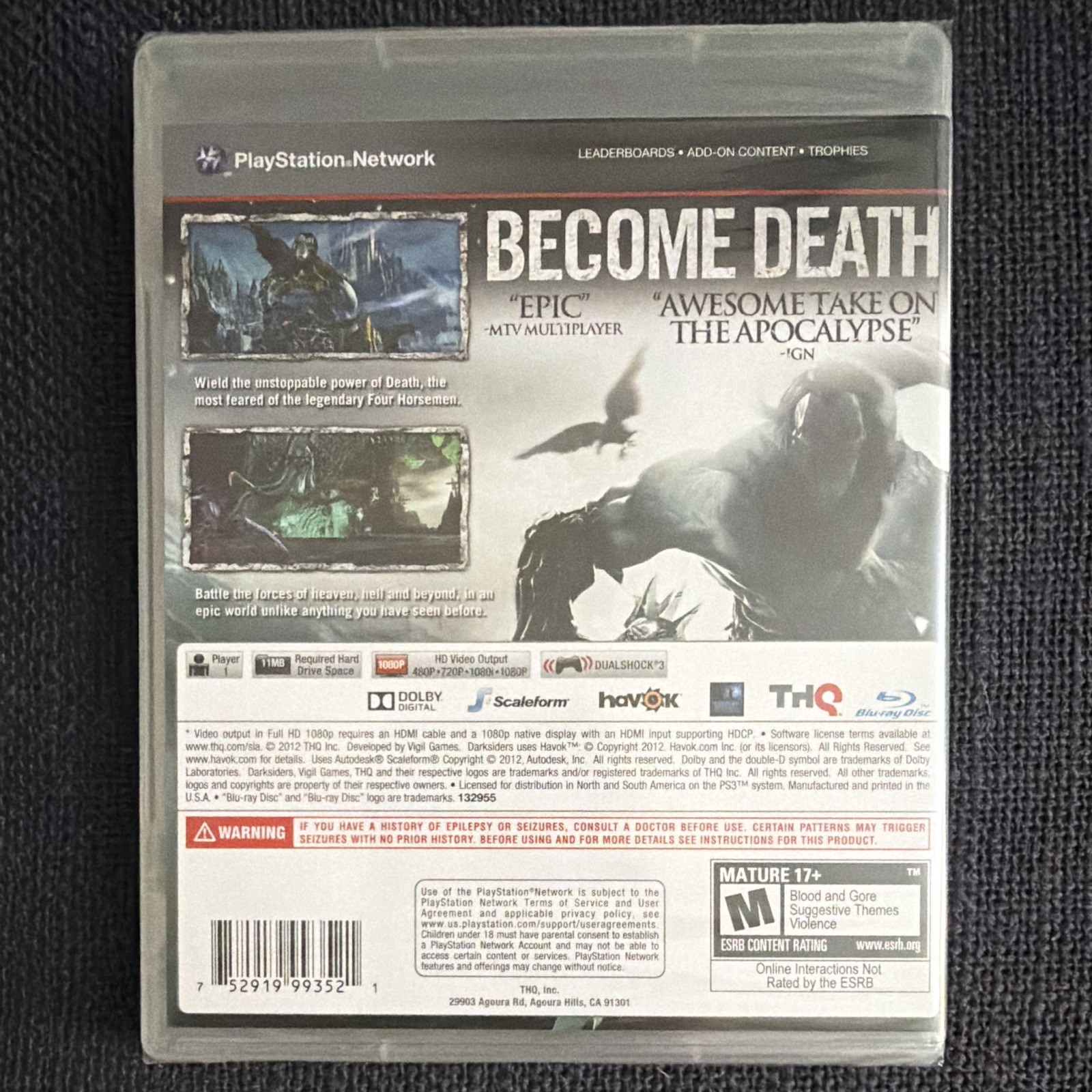THQ Darksiders II PS3 2012 M Action & Adventure Online Playability