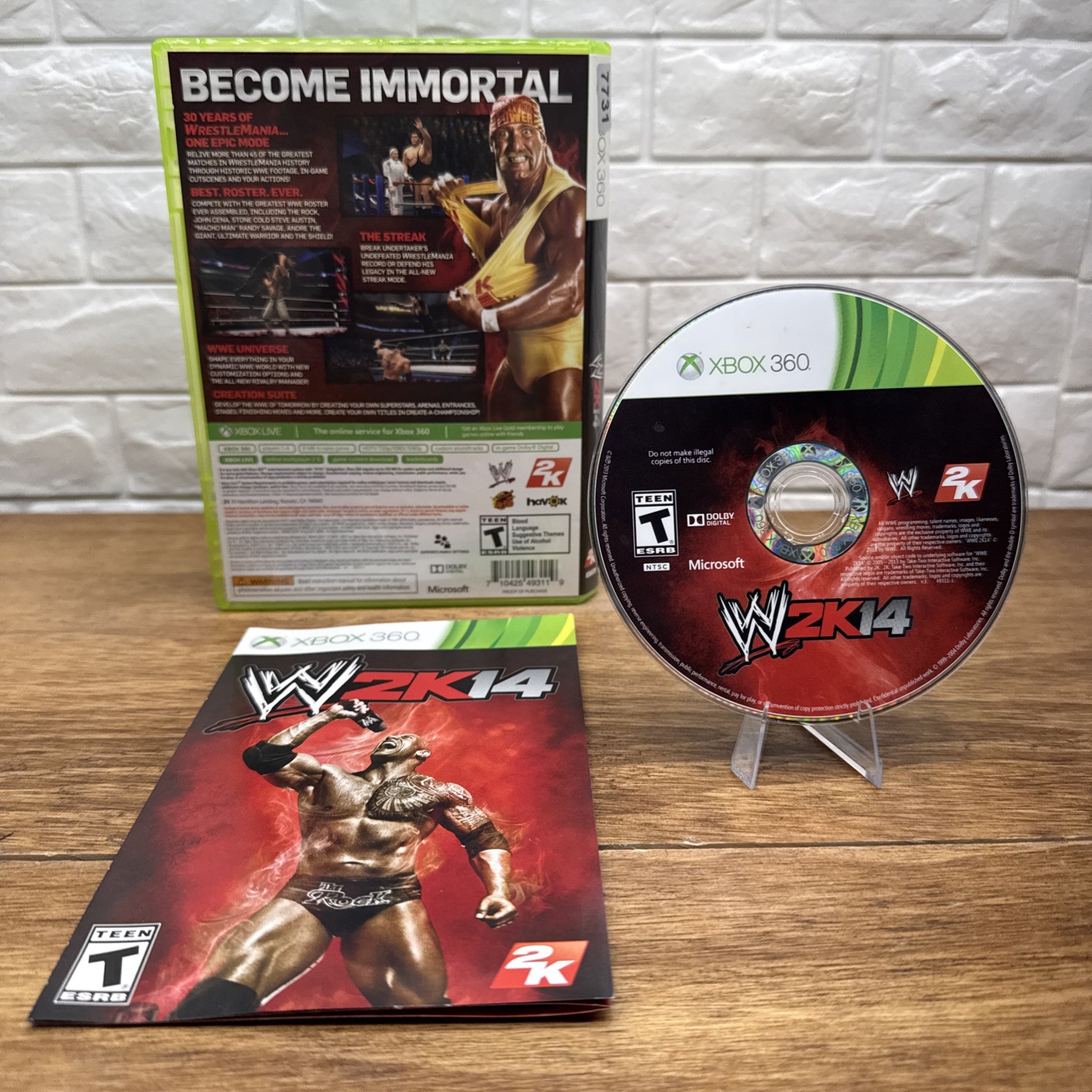 WWE 2K14 (Microsoft Xbox 360, 2013) CIB Refurbished Tested Free S/H The Rock!