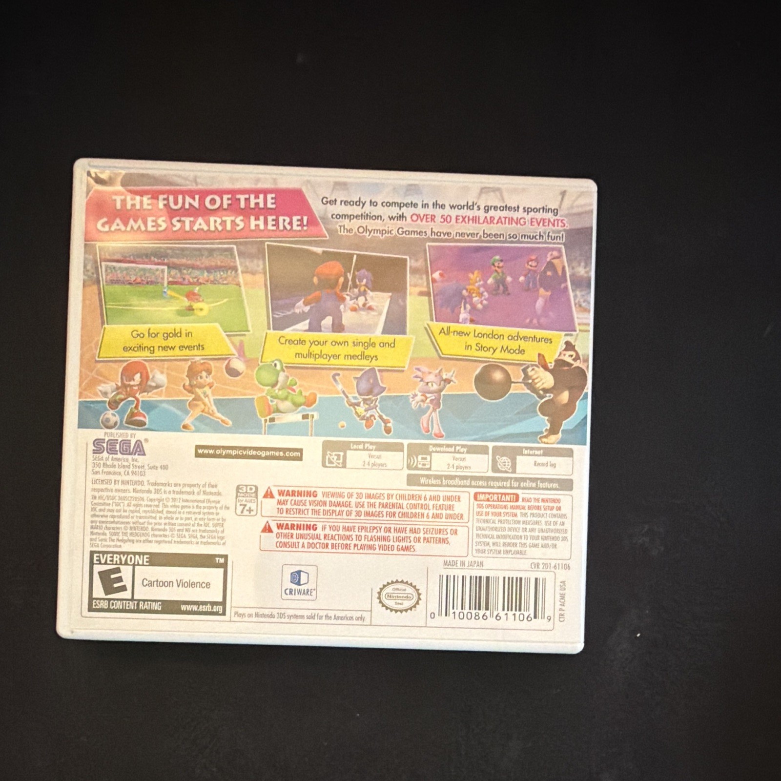 SEGA Mario & Sonic at the London 2012 Olympic Games 3DS Manual NTSC-U/C
