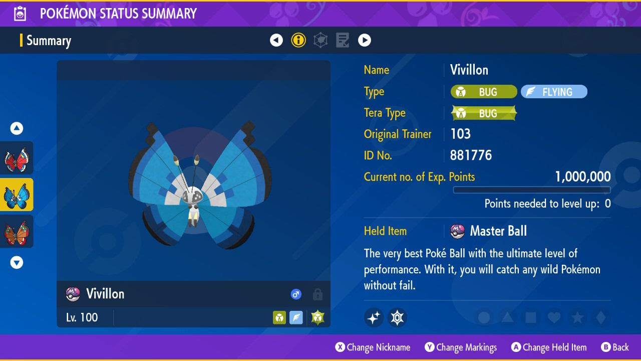 20 x Shiny 6IV Vivillon in all Patterns (Poke ball Pokeball pattern is included)