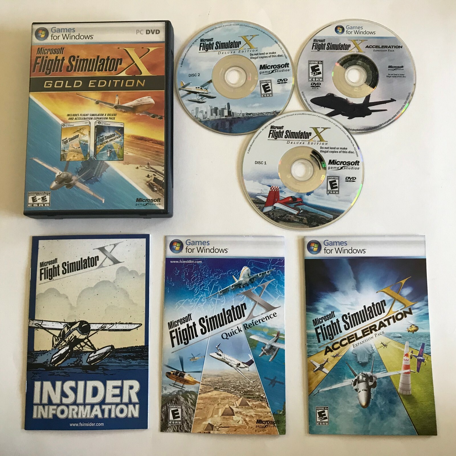 Microsoft Flight Simulator X Gold Edition (PC Windows, 2008) Used, 3-Discs
