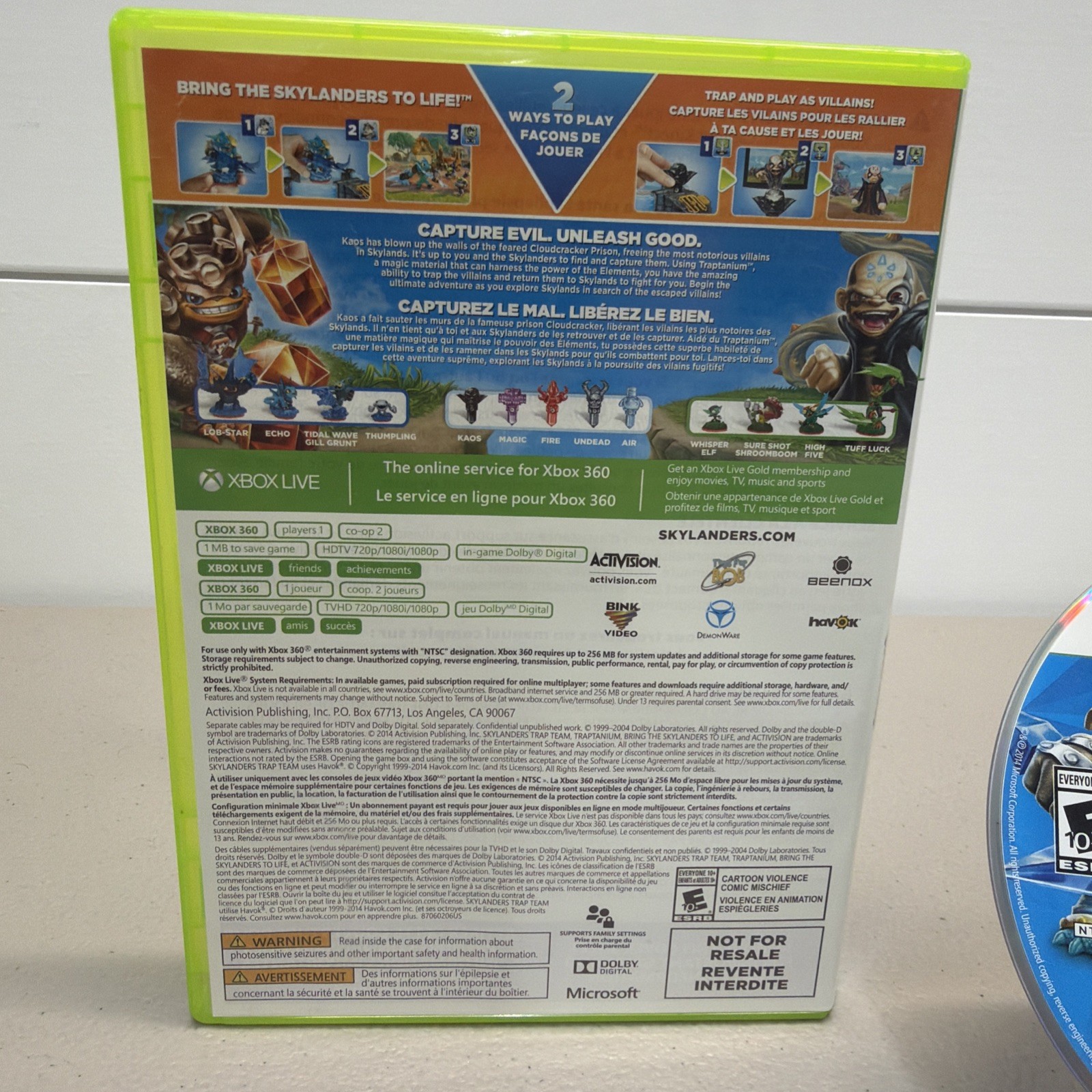 Skylanders Trap Team (Microsoft Xbox 360, 2014) Tested And Works No Manual