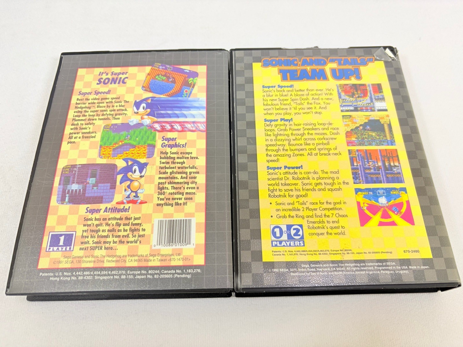Sonic The Hedgehog 1 & 2 Not For Resale Sega Genesis CIB Tested Working