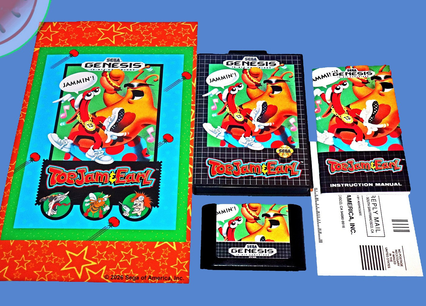 TESTED Sega GENESIS Game TOEJAM & EARL Completed with NEW Case Manual Poster Reg