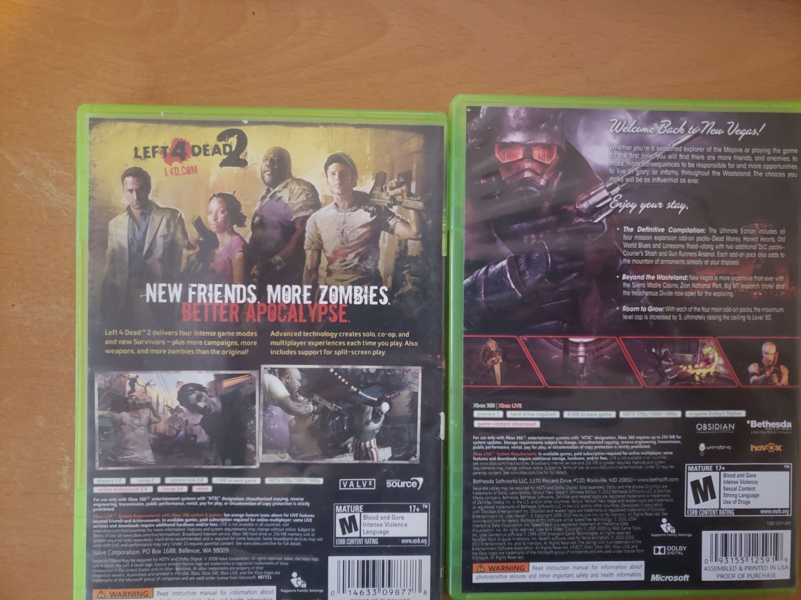 Left for dead 2 Fallout new vegas ultimate edition xbox 360