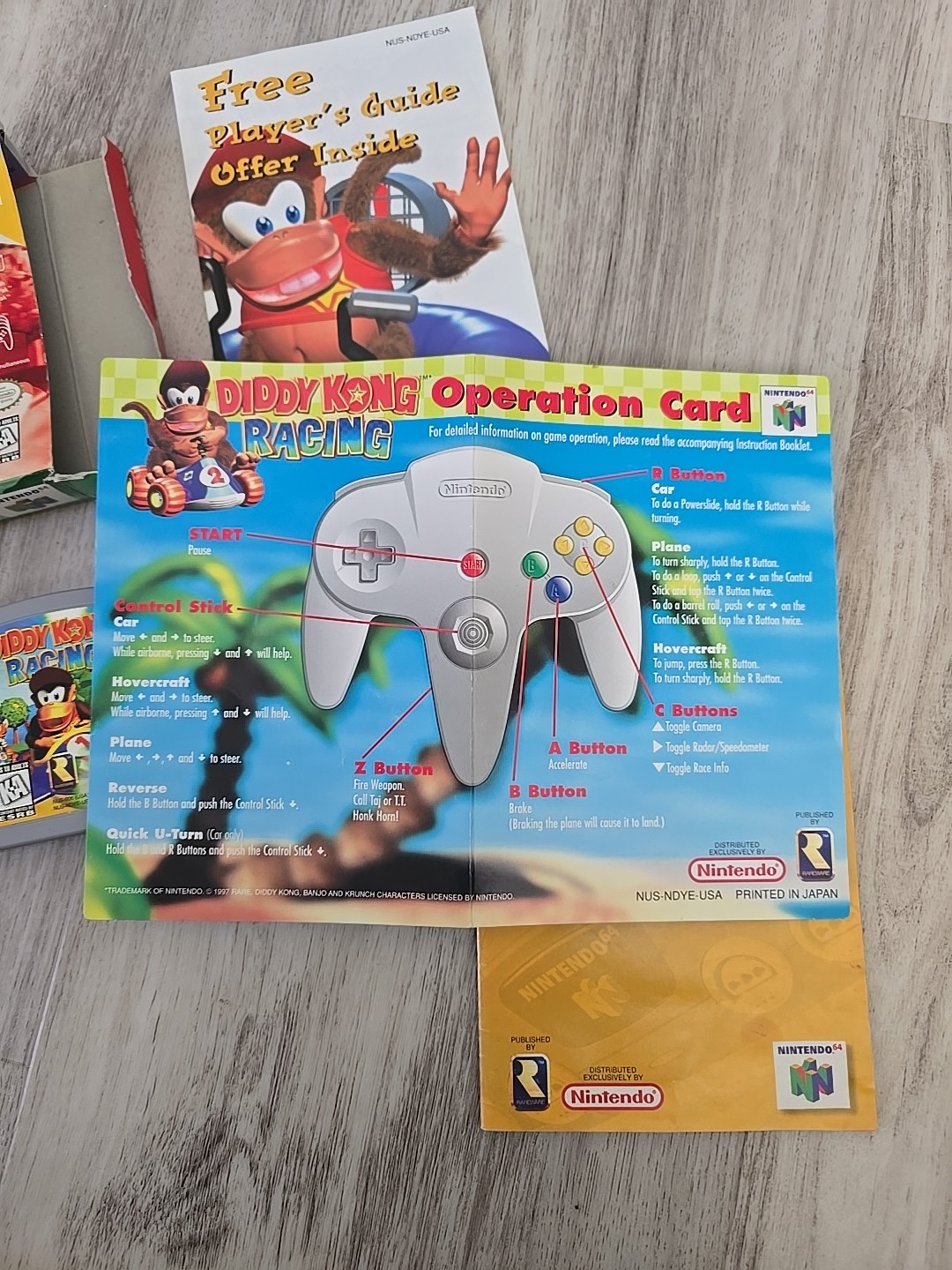 Diddy Kong Racing (Nintendo 64, N64, 1997) Box, Instruction Booklet & More