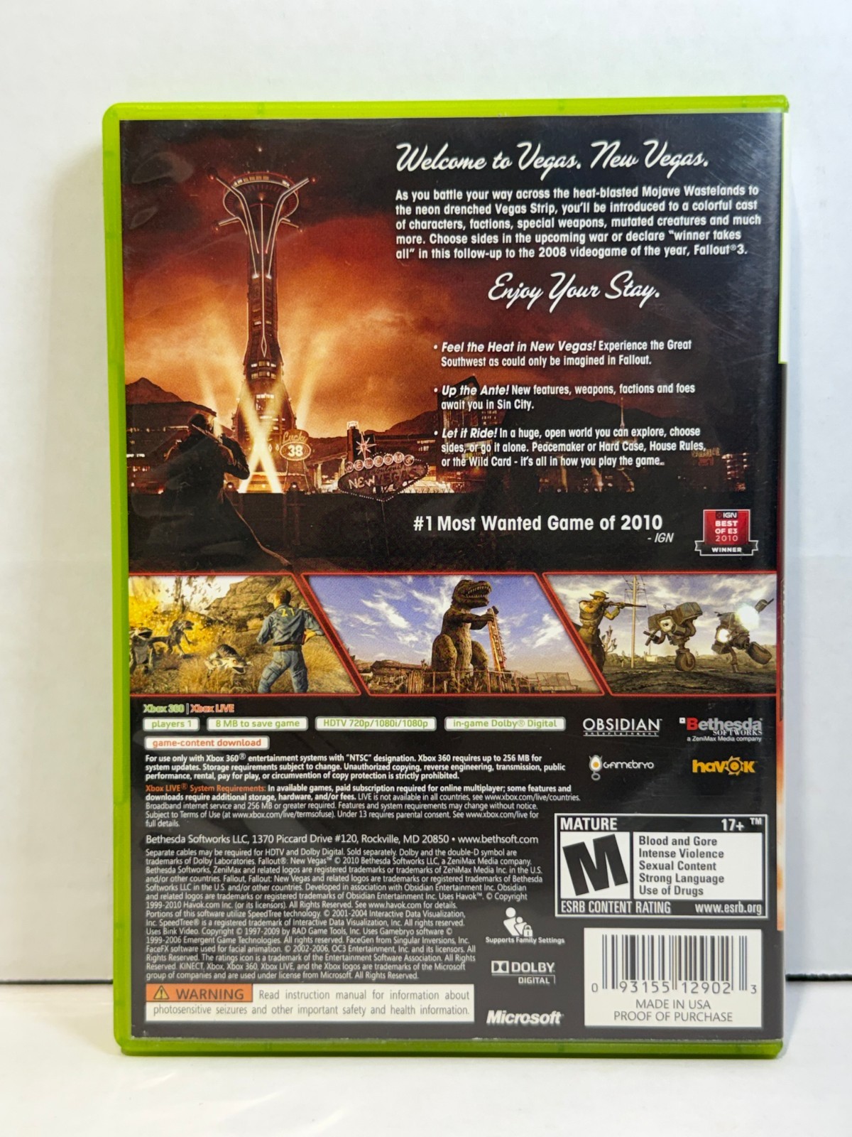 Fallout New Vegas Microsoft Xbox 360 Complete CIB Tested Free Shipping