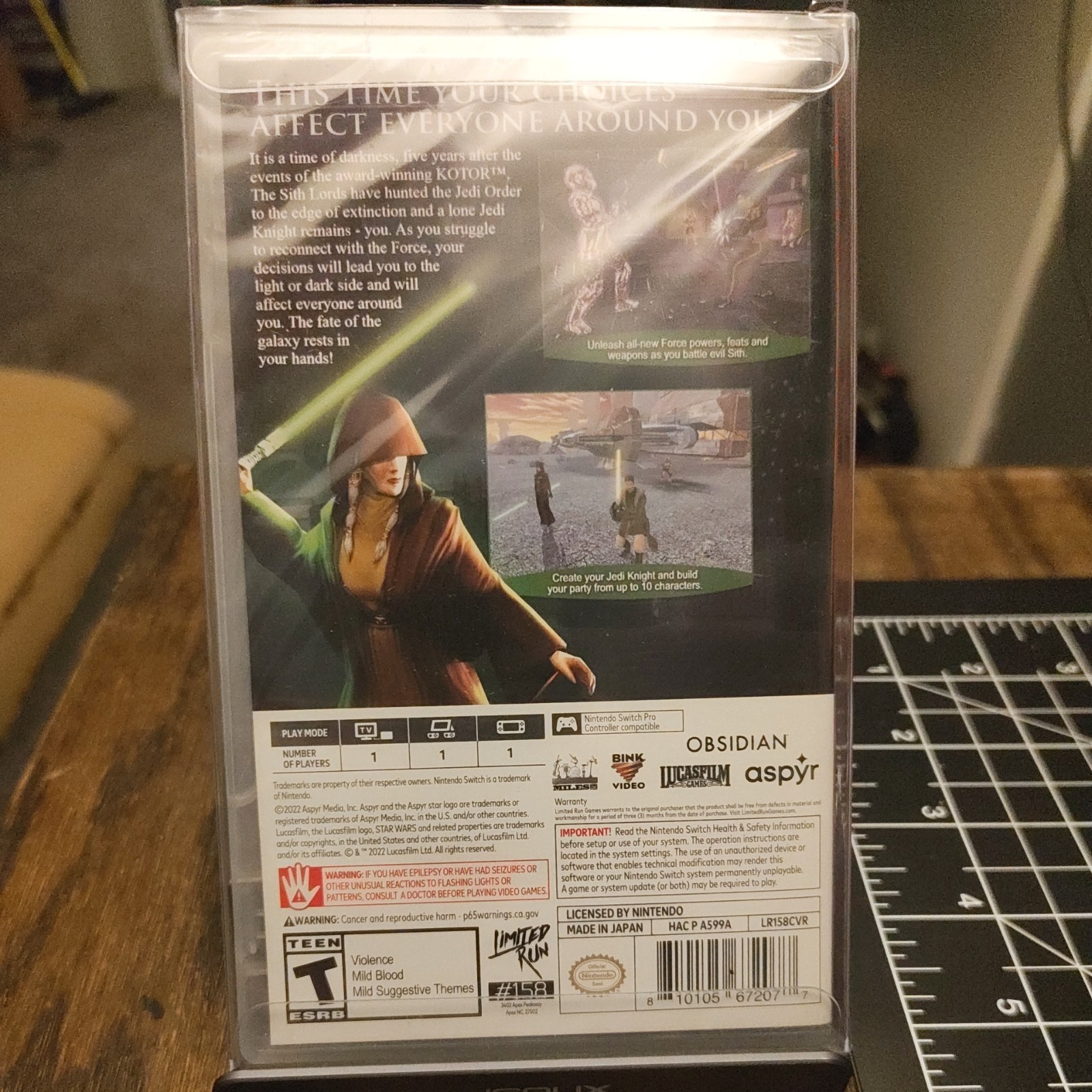 Limited Run Star Wars KOTOR II Nintendo Switch RPG, slipcase, card+booster pack