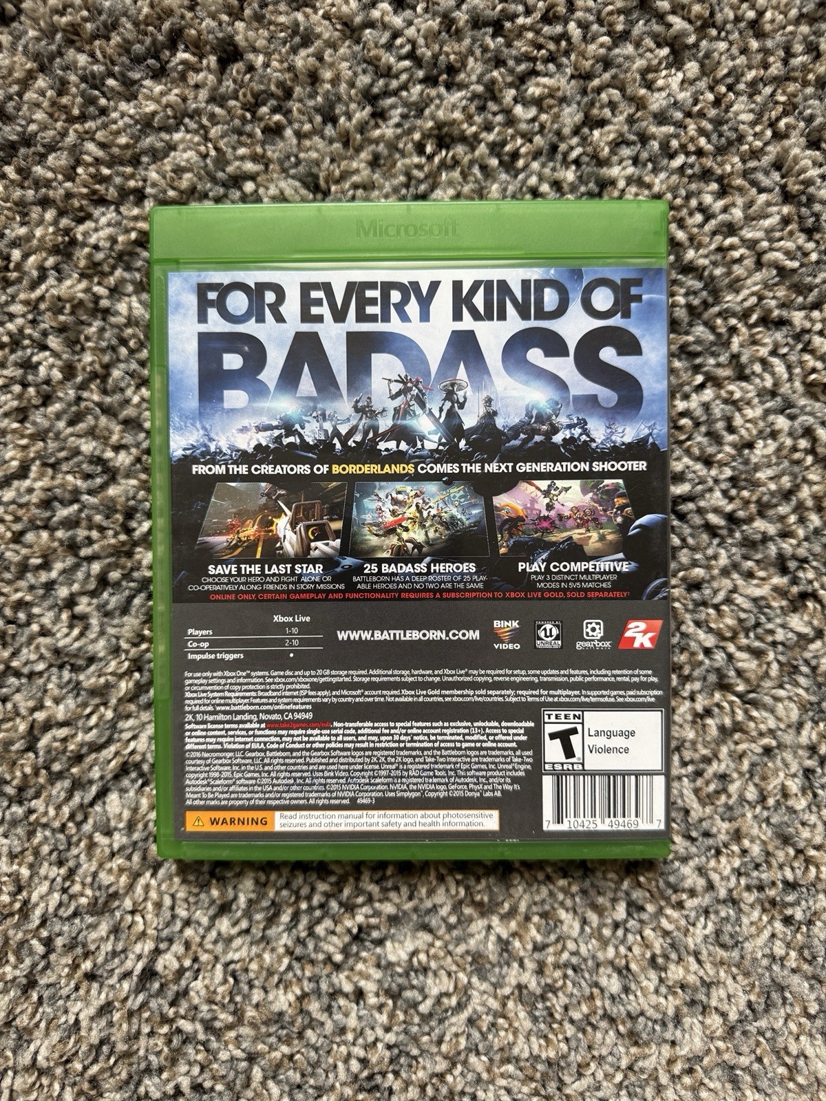 Battleborn Xbox One CIB w/ Manual Gearbox 2K Hero Shooter 2016