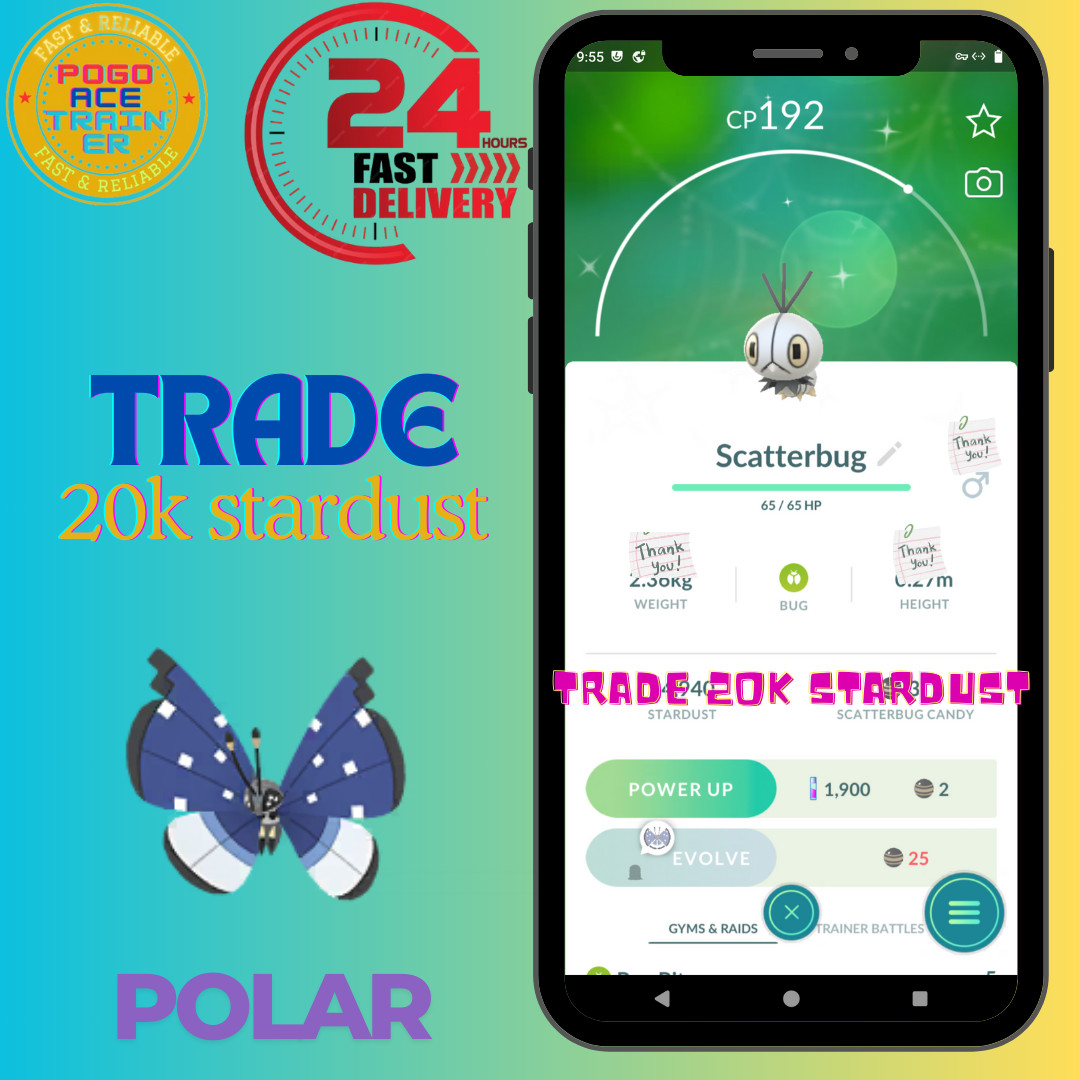 Shiny Polar Pattern Scatterbug – Mini PTC or trade 20K Stardust