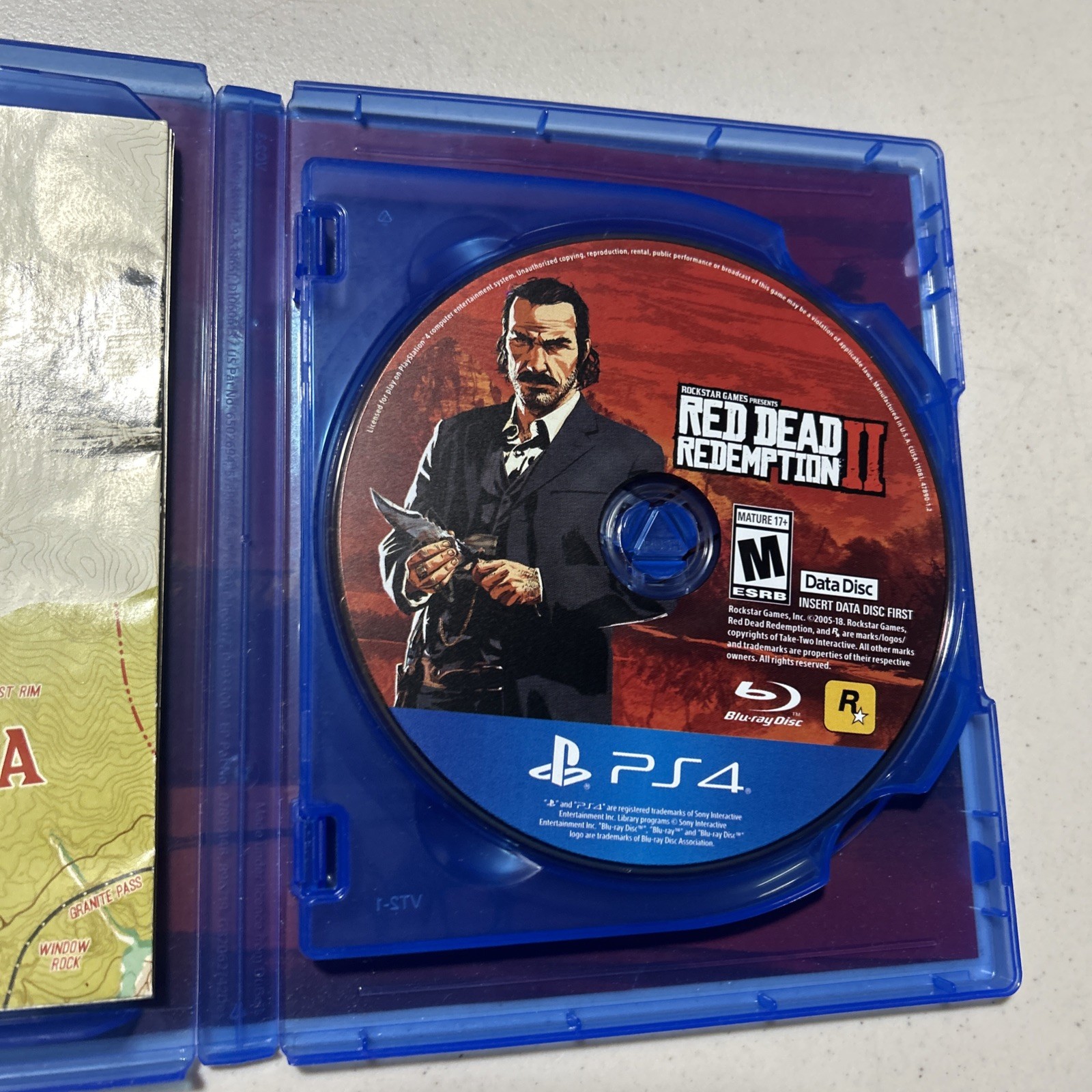 Rockstar Games Red Dead Redemption II PS4 Data Disc only + case + map