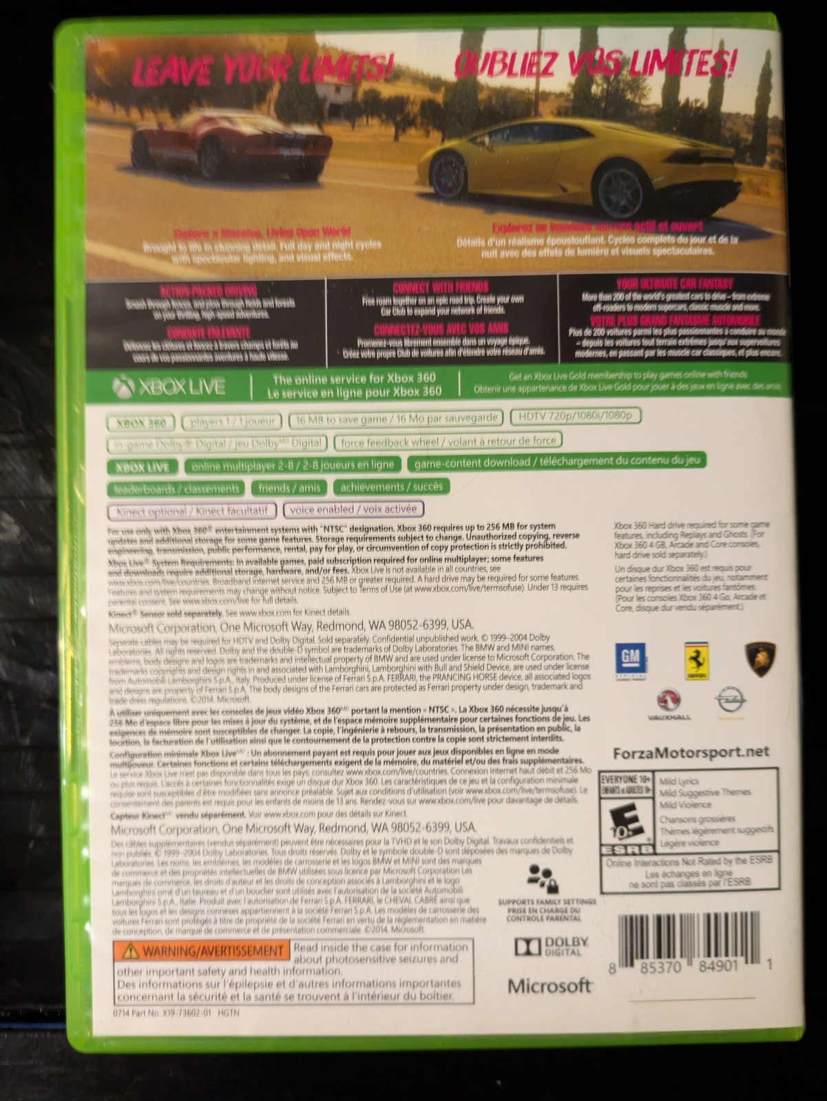 Forza Horizon 2 (Microsoft Xbox 360, 2014) ****TESTED****