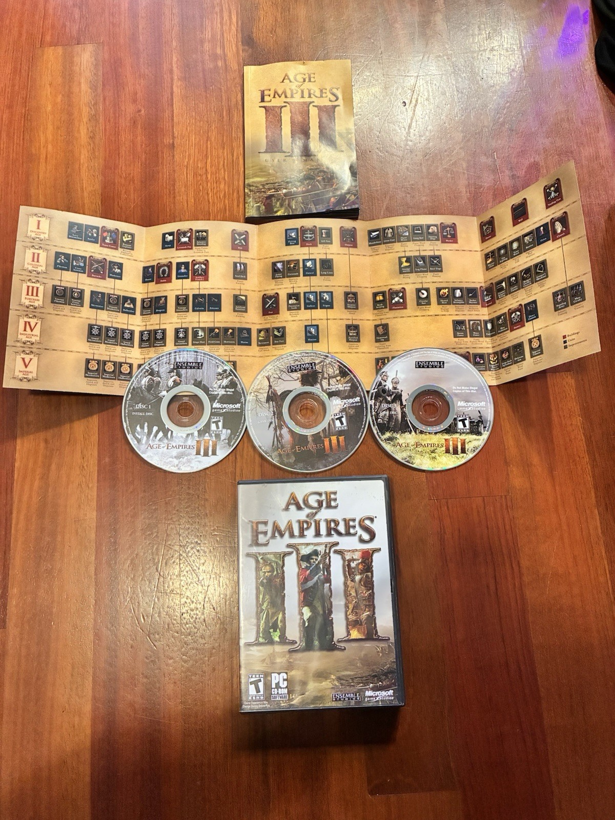 Age of Empires 3 III (PC CD-ROM 2005) Complete 3 Discs, Manual And Product Key
