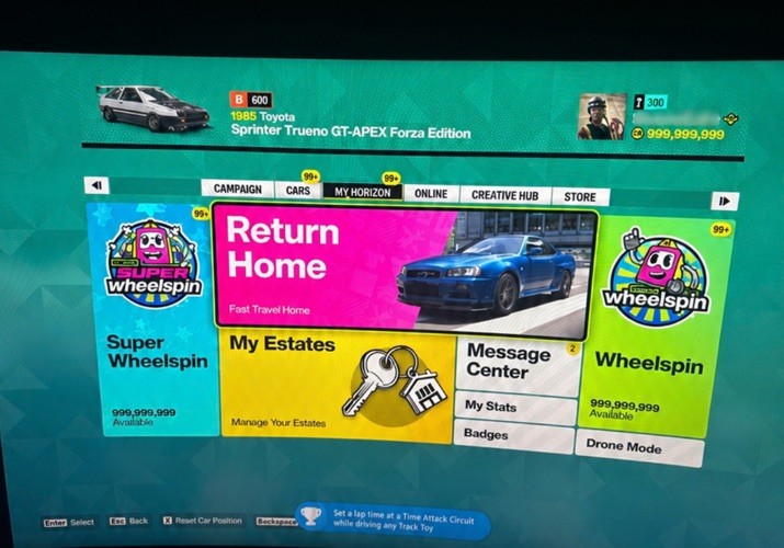 Forza Horizon 6 Full Completion | P8 Lvl 300| Max Money Skills Spins | 1799 Car