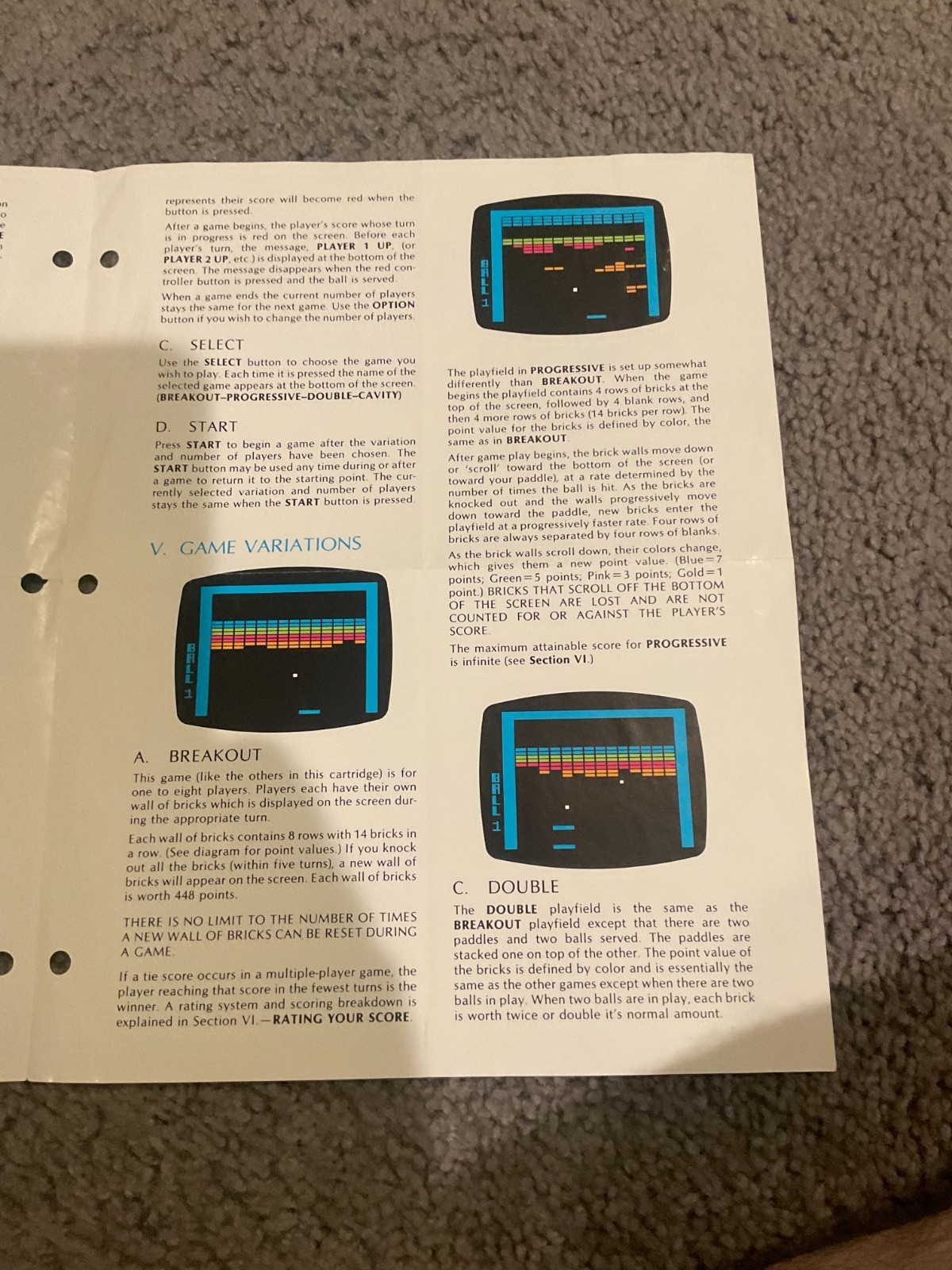 Super Breakout (Atari 400/800, 1979) Cartridge and Manual