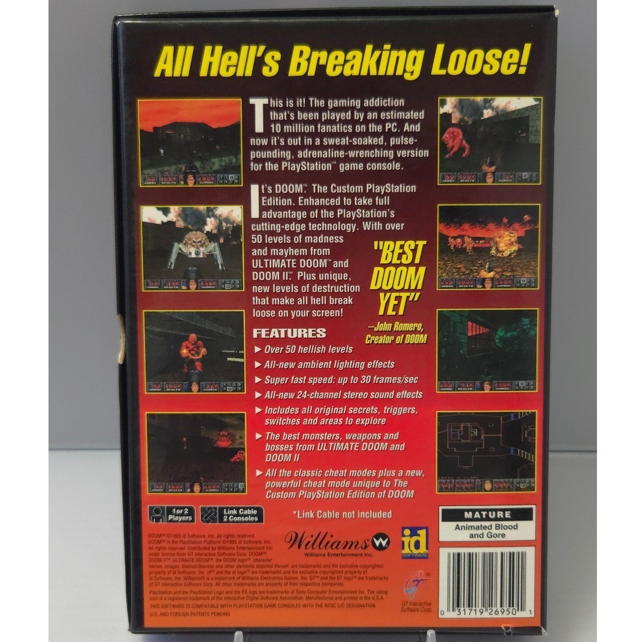 DOOM 1995 – PS1 Long Box – Complete (CIB) Reg Card & Foam Insert- Tested WORKING