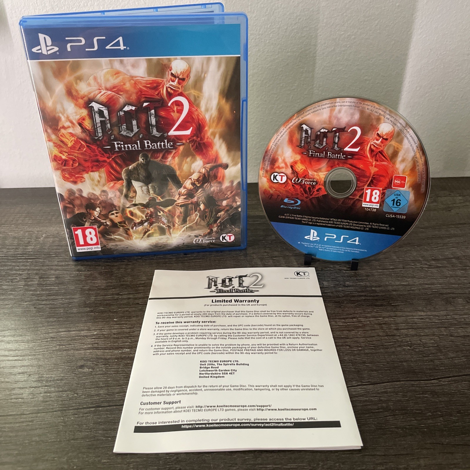 AOT Attack On Titan: 2 Final Battle PS4 PS5 Complete PlayStation 4 CIB