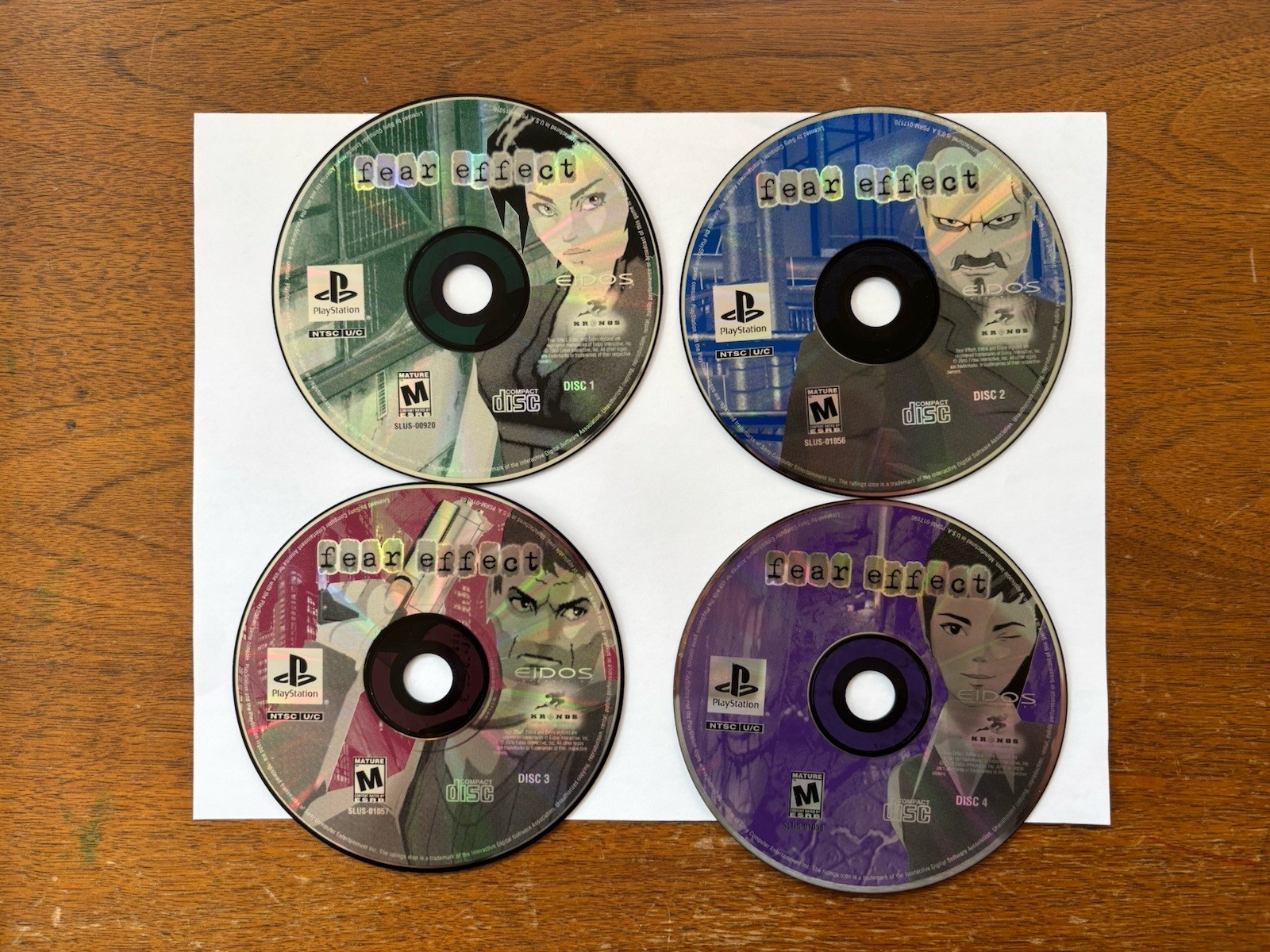 Fear Effect (Sony PlayStation 1, 2000) Discs Only. 4 Discs. Tested And Working