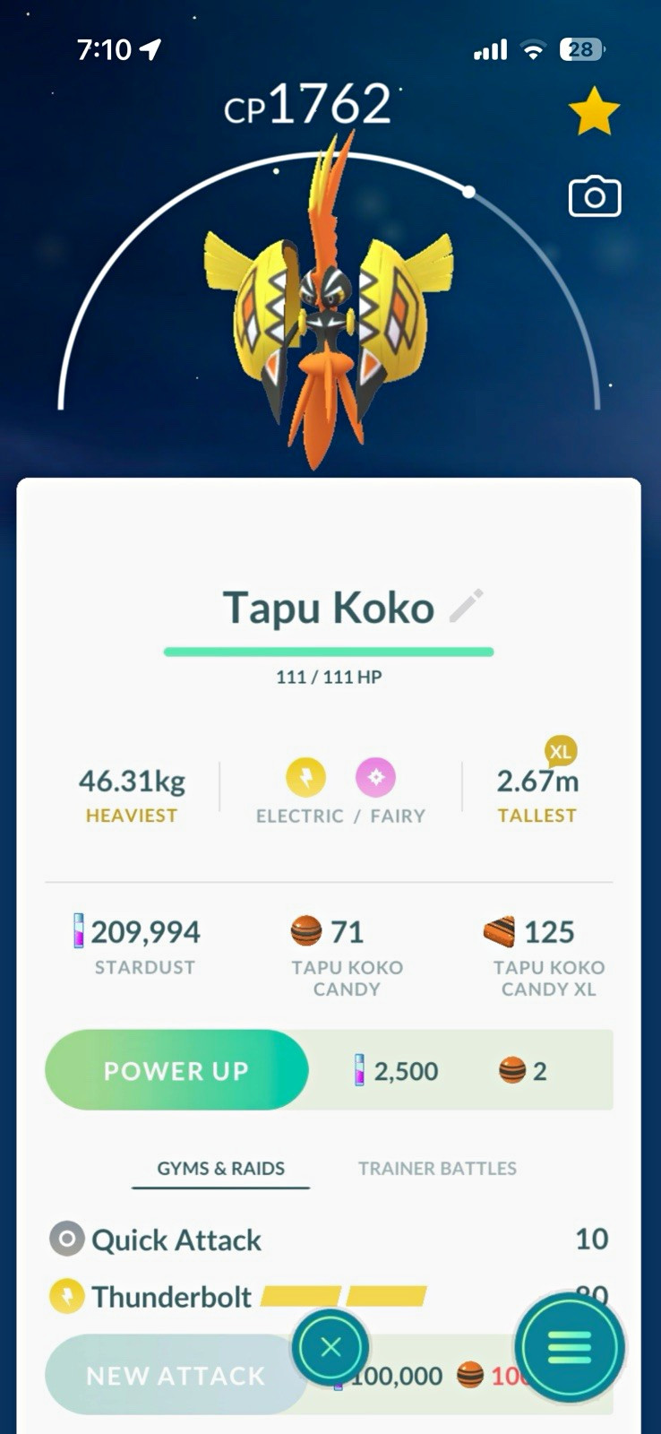 Pokemon GO Legendary XL Tapu Koko Registered=Instant, Unregistered=15/30 Days
