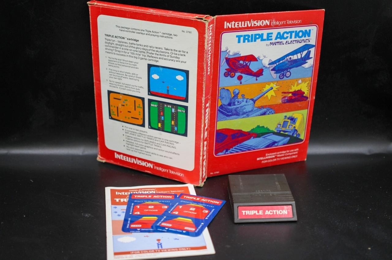 Triple Action for Intellivision: Complete CIB – Box Game Overlays, Clean Tested