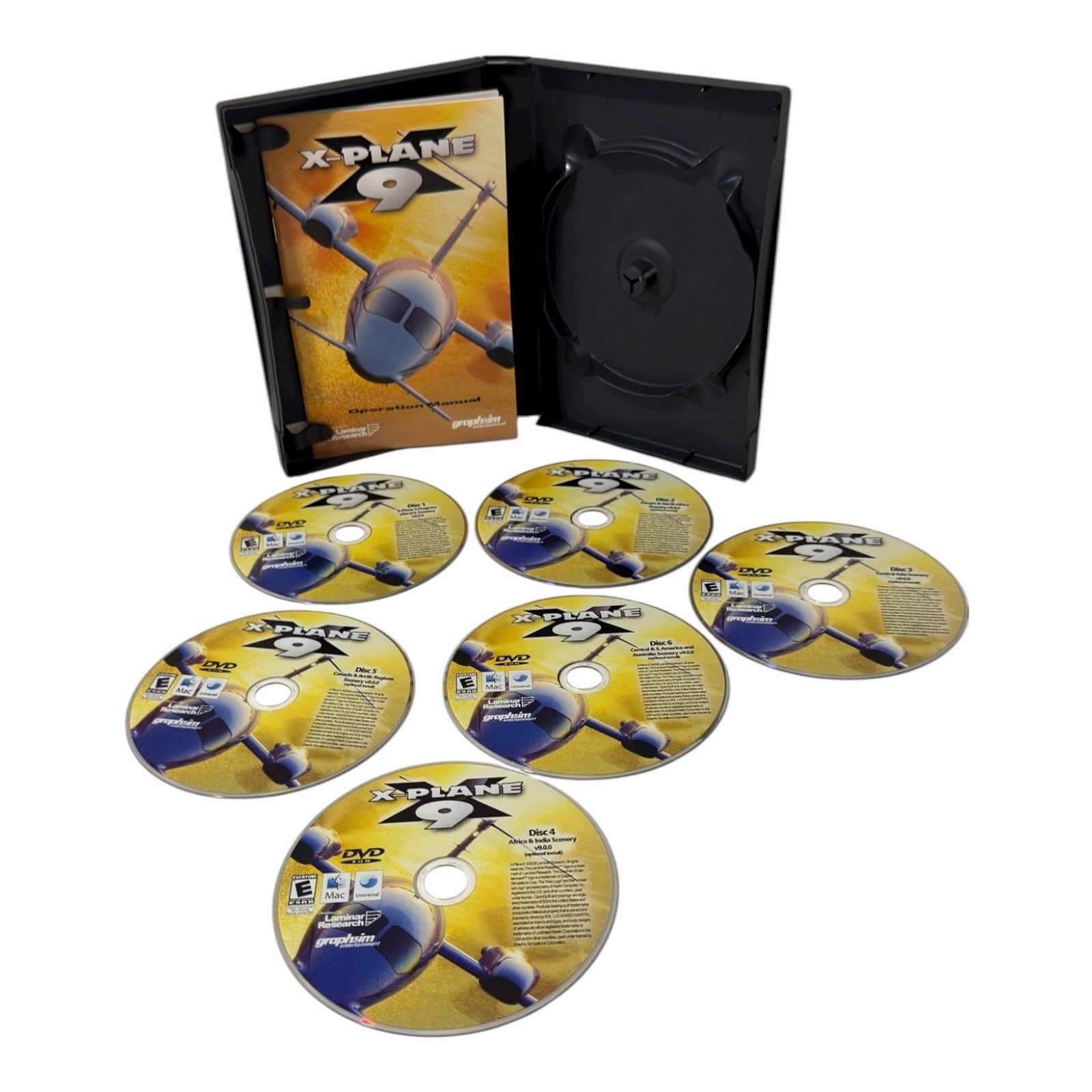 X-PLANE 9 PC, Windows DVD FLIGHT SIMULATOR VIDEO GAME Missing Disc 1, 5 discs