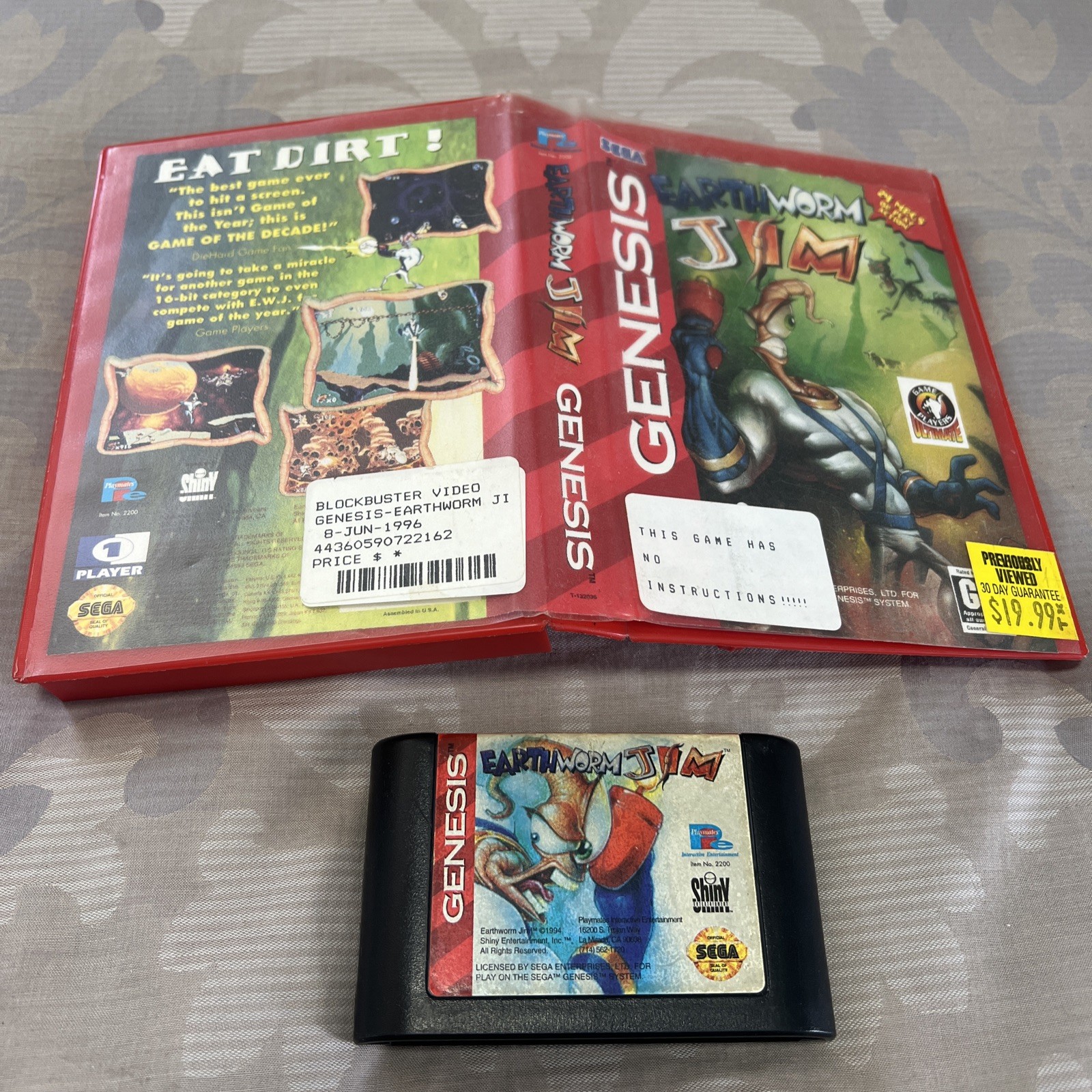 Earthworm Jim (Sega Genesis, 1994) – Blockbuster Rental