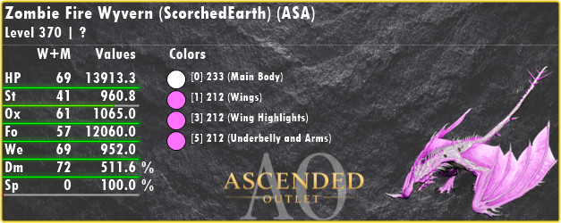 Ark Survival Ascended-Fire Zombie Wyvern-Dino-Official-PC/XBOX/PS5 PvE ASA-AAO