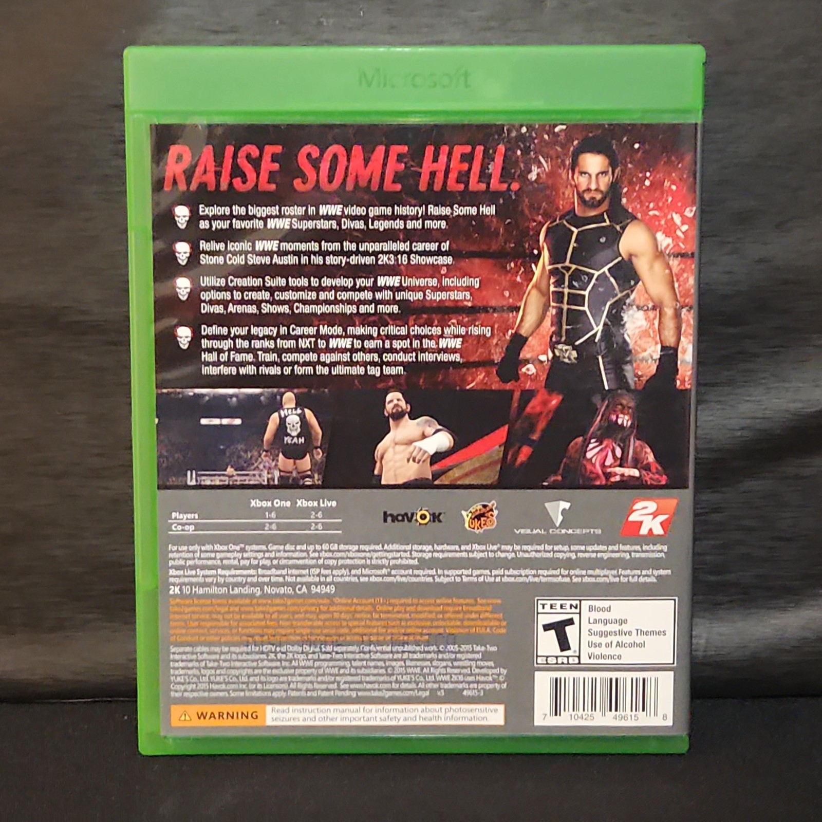 WWE 2K16 Xbox One Game CIB Disc Case Manual 2K T NTSC-U/C 2015 Wrestling