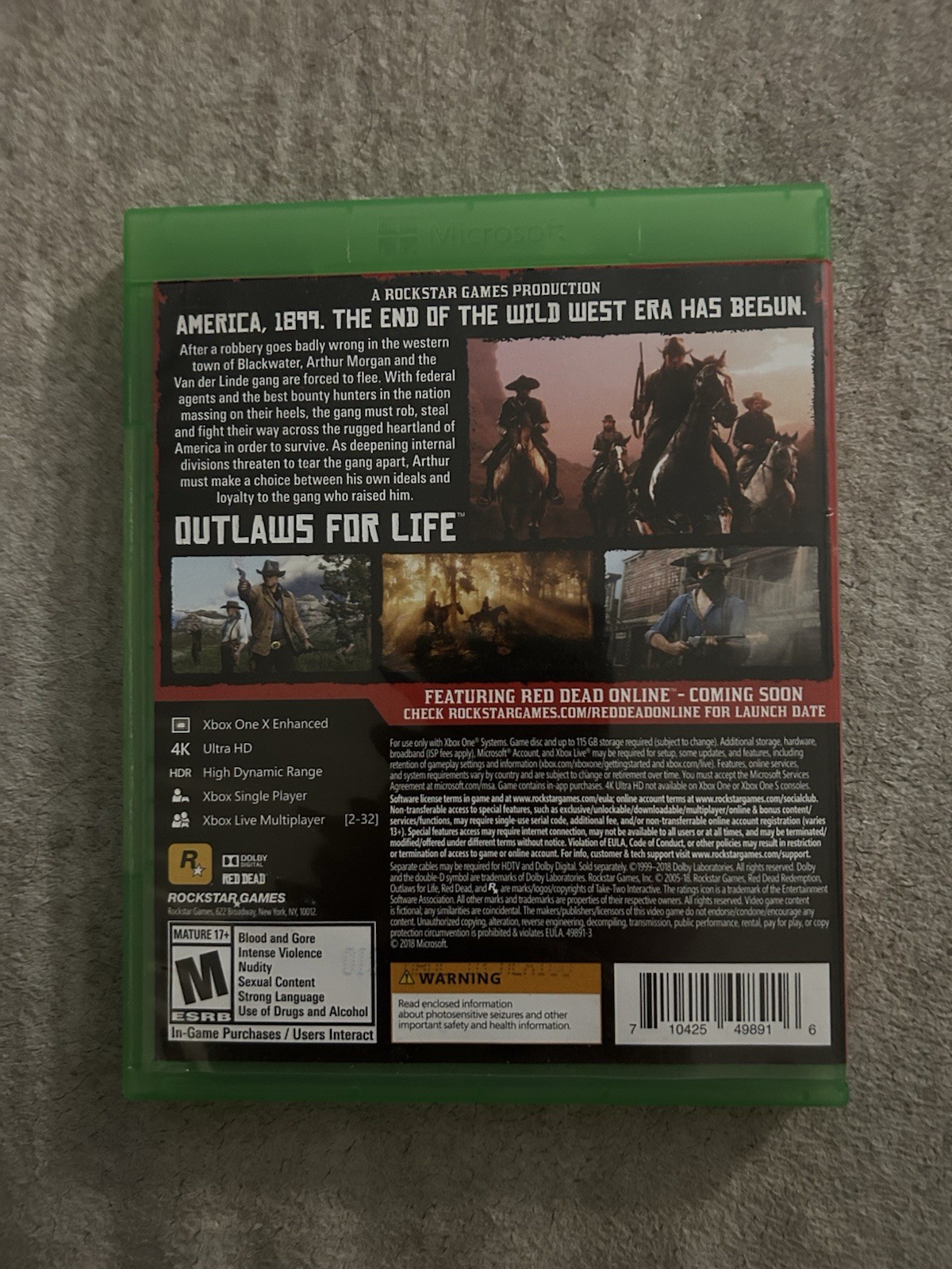 Red Dead Redemption 2 (Microsoft Xbox One, 2018) Double Disc Set